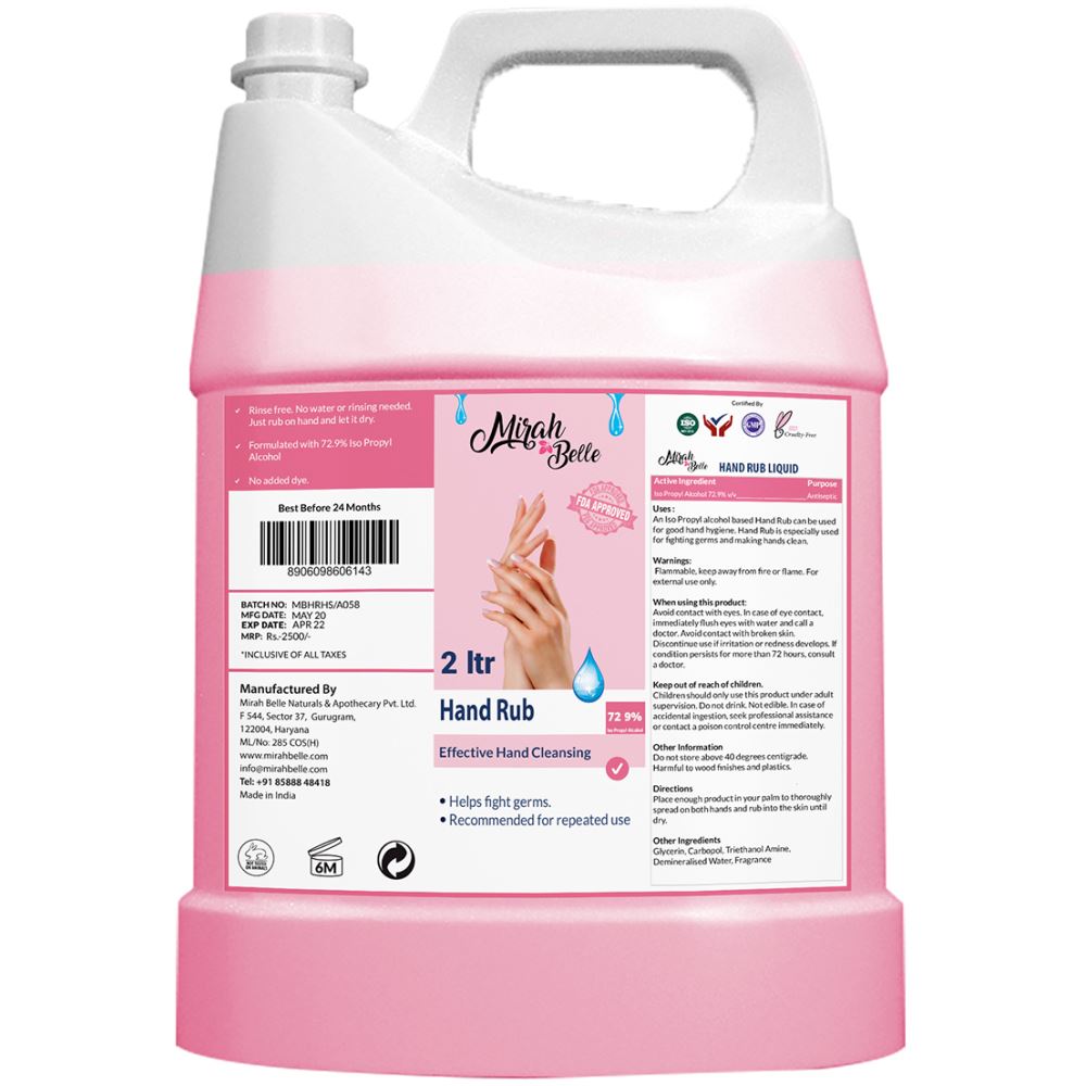 Mirah Belle Hand Rub Sanitizer Liquid Can Refill Pack (2000ml)