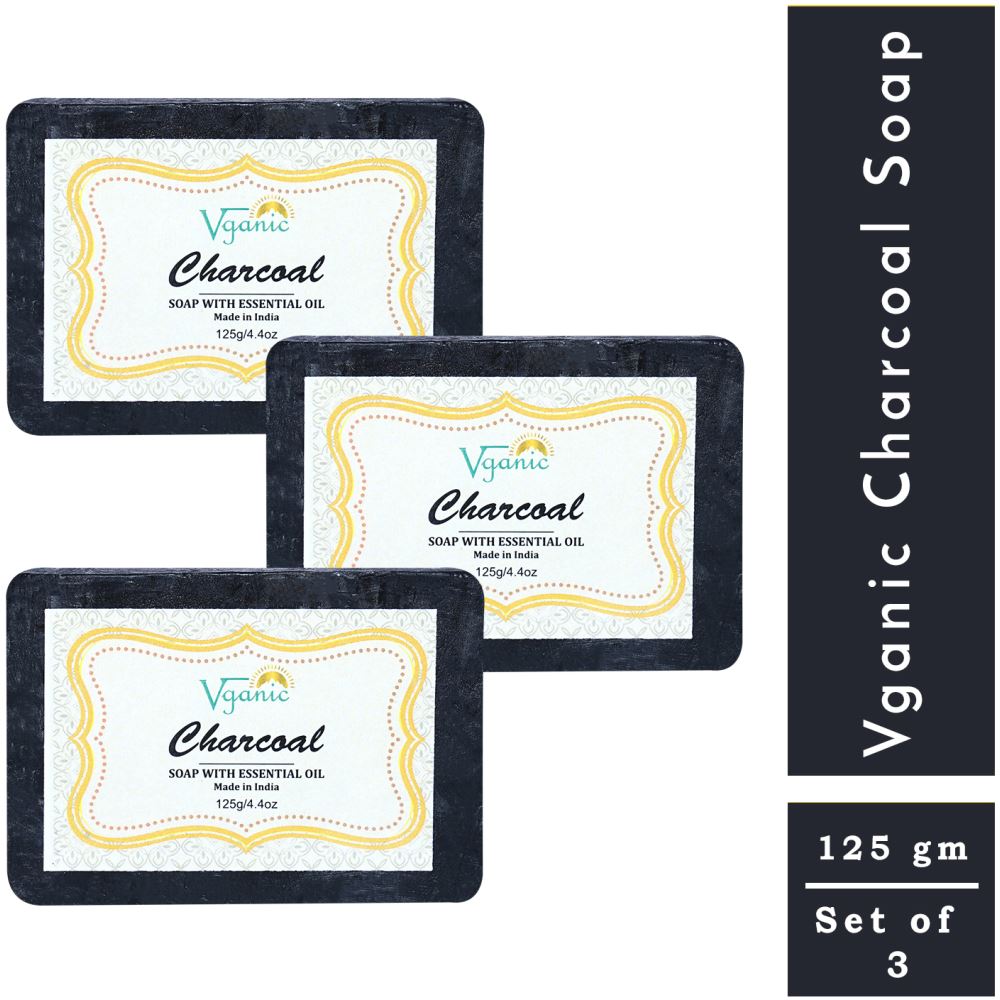 Vganic Charcoal Soap (125g, Pack of 3)
