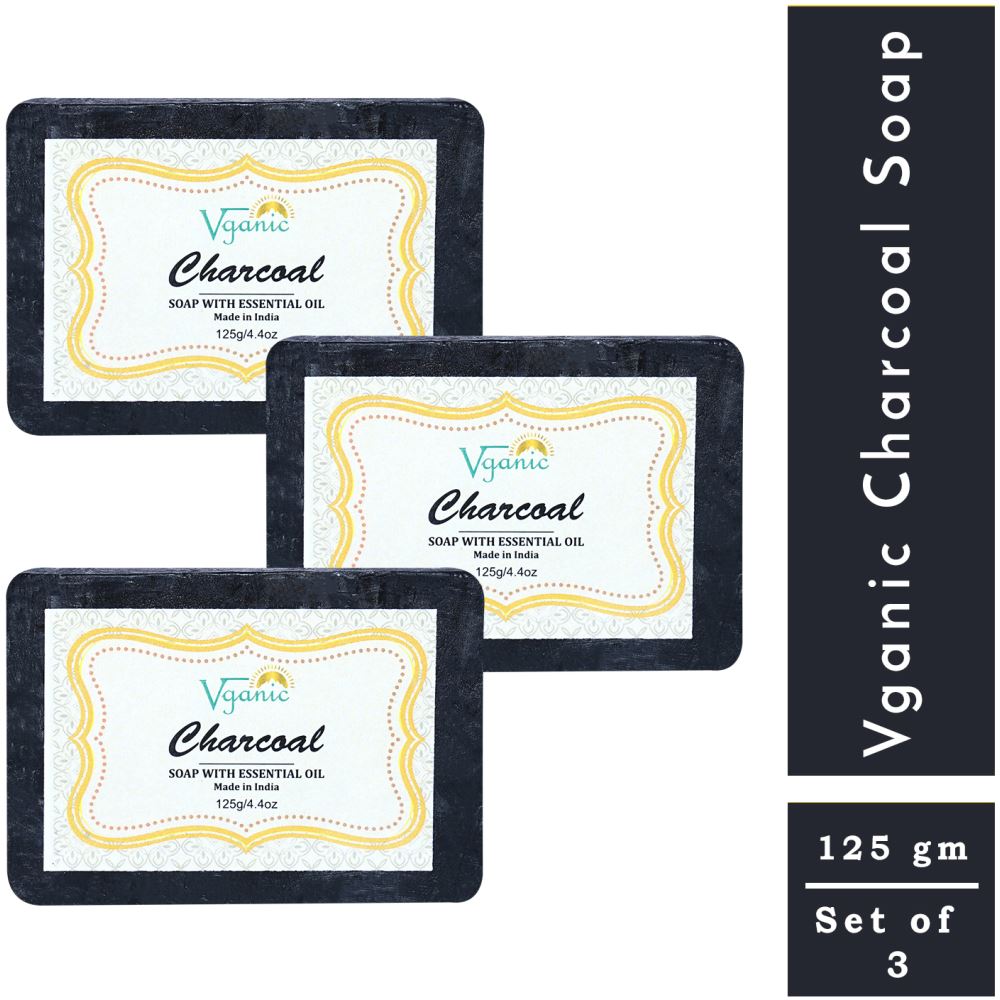 Vganic Charcoal Soap (125g, Pack of 3) Vganic Charcoal Soap (125g, Pack of 3)