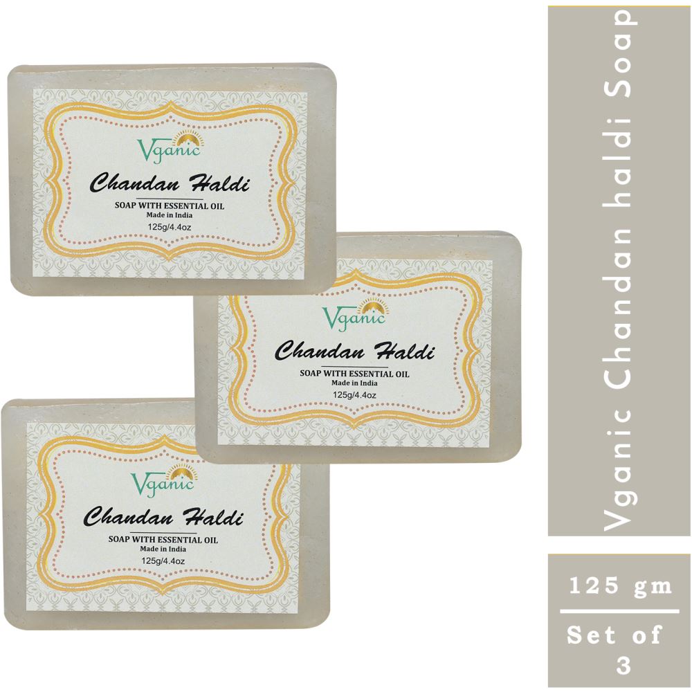 Vganic Chandan Haldi Soap (125g, Pack of 3) Vganic Chandan Haldi Soap (125g, Pack of 3)