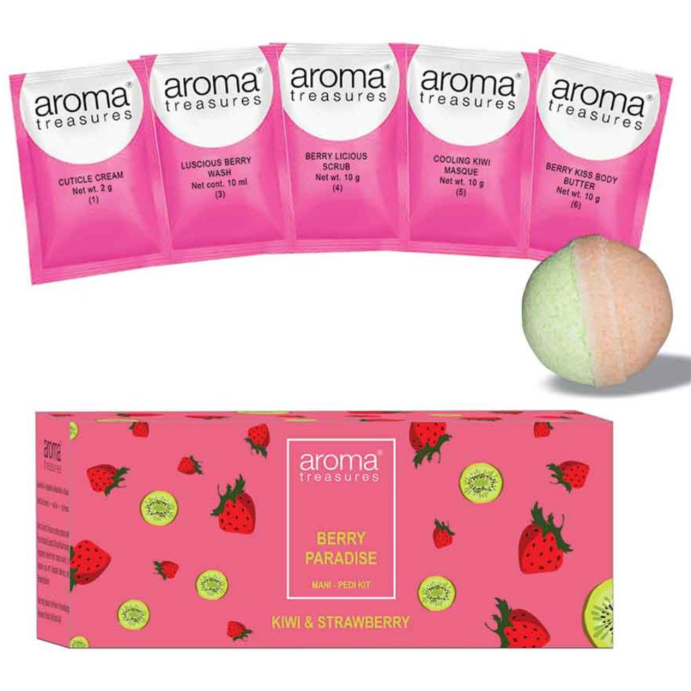 Aroma Treasures Fruit Fizzies Berry Paradise Diy Mani Pedi Kit (Kiwi & Strawberry) (82g)