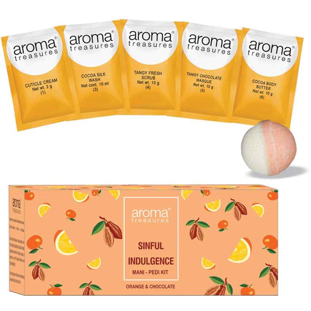 Aroma Treasures Fruit Fizzies Sinful Indulgence Diy Mani Pedi Kit (Orange & Chocolate) (82g)