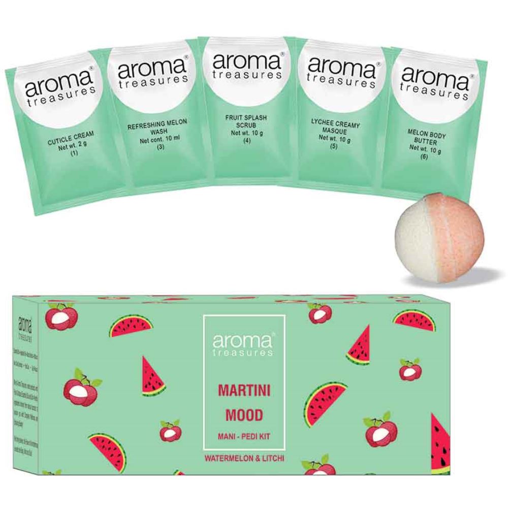 Aroma Treasures Fruit Fizzies Martini Mood Diy Mani Pedi Kit(Watermelon & Litchi) (82g)