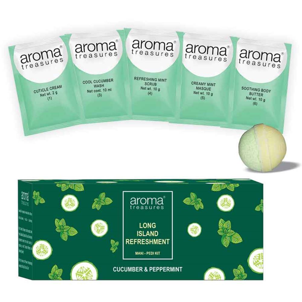 Aroma Treasures Fruit Fizzies Long Island Refreshing Diy Mani Pedi Kit (Cucumber & Peppermint) (82g)