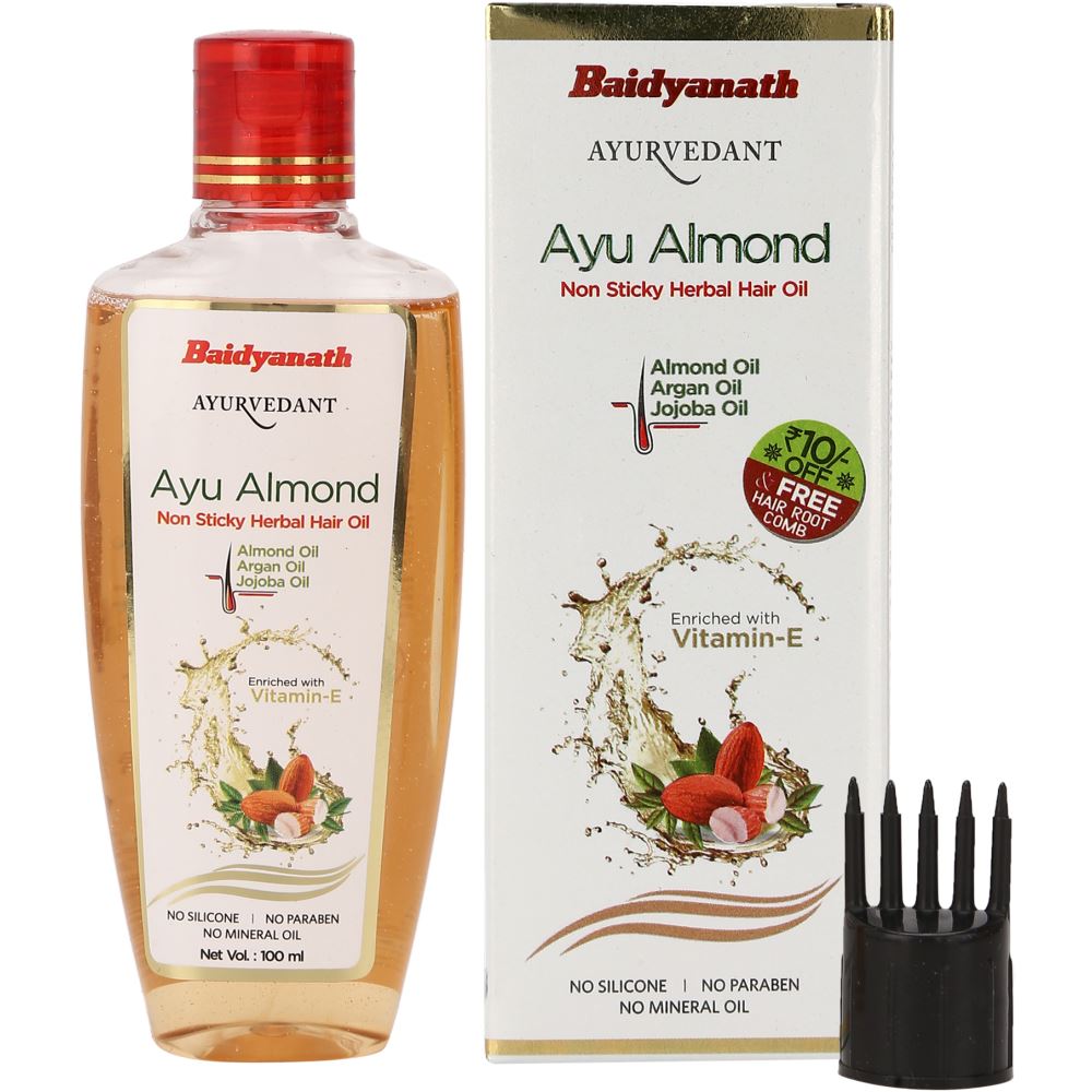 Baidyanath Jhansi Ayu Almond Non Sticky Herbal Hair Oil (100ml)