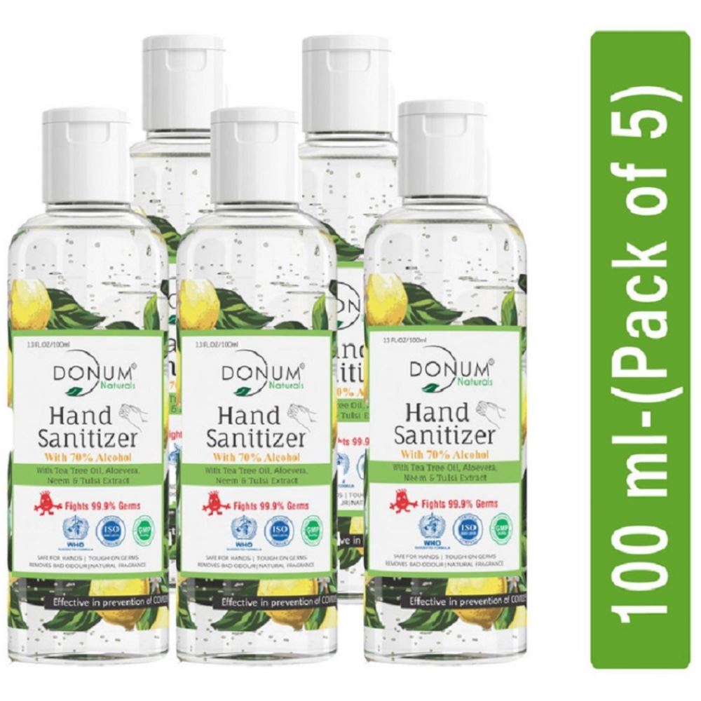 Donum Naturals Alcohol Based Hand Sanitizer Gel (100ml, Pack of 5)