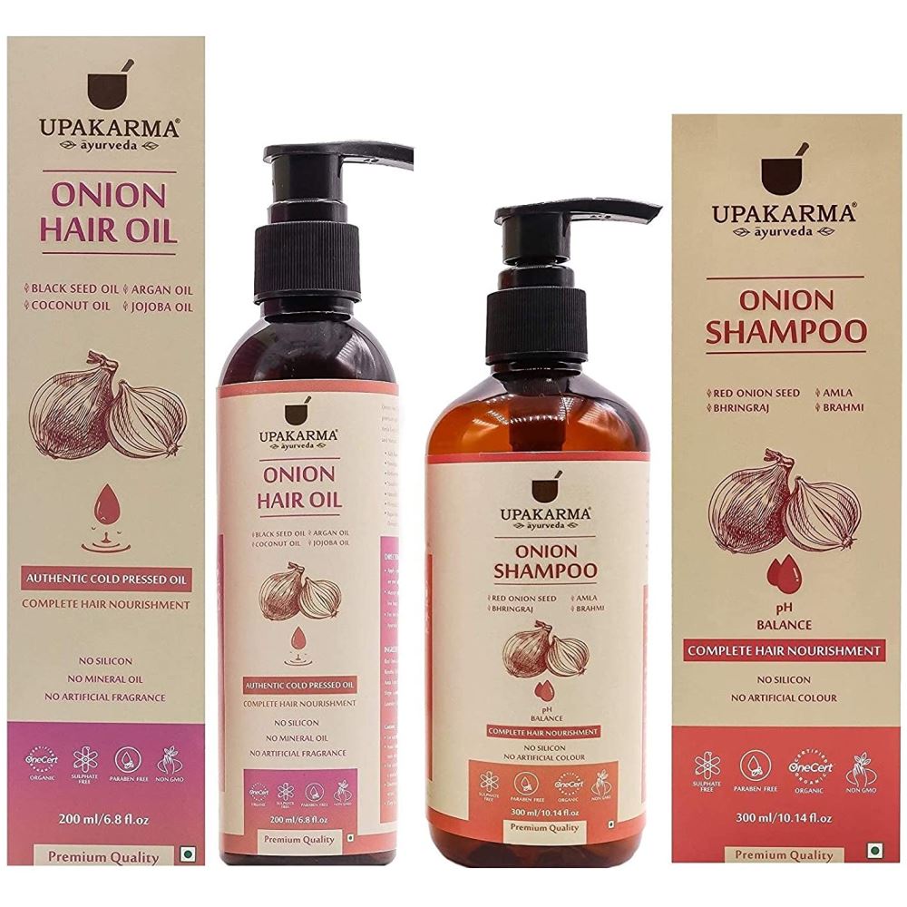 Upakarma Ayurveda Black Seed Onion Hair Oil And Red Onion Shampoo Hair Care Kit For Strong Hair (Oil + Shampoo Ultimate Combo) (1Pack, Pack of 2) Upakarma Ayurveda Black Seed Onion Hair Oil And Red Onion Shampoo Hair Care Kit For Strong Hair (Oil + Shampoo Ultimate Combo) (1Pack, Pack of 2)