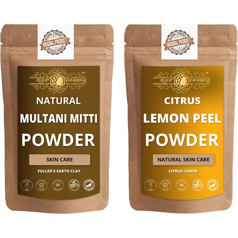 Ayur Blessing Multani Mitti And Lemon Peel Powder Combo Pack (1Pack)