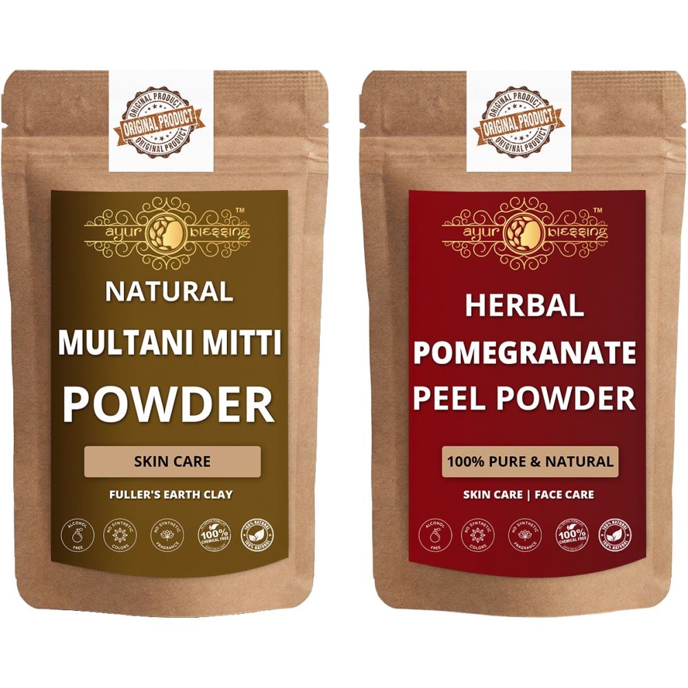 Ayur Blessing Multani Mitti And Pomegranate Peel Powder Combo Pack (1Pack)