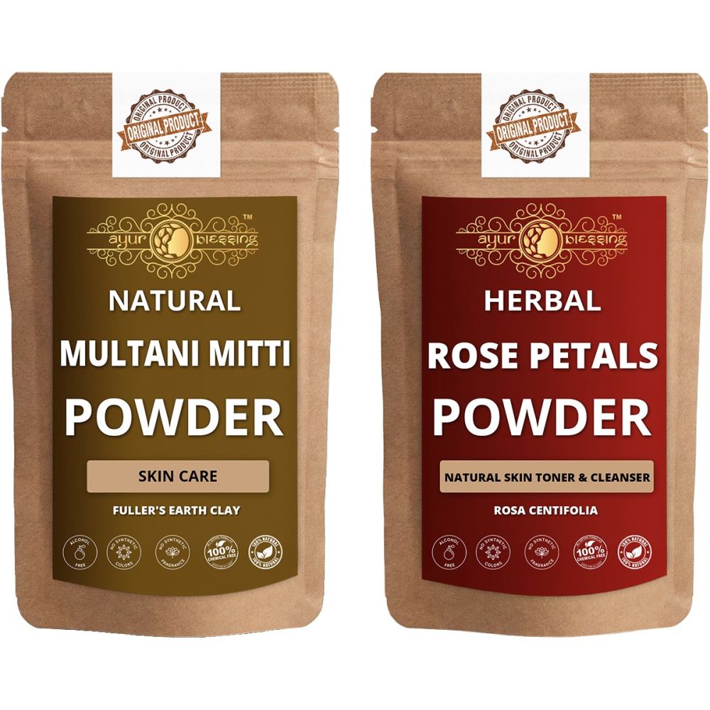 Ayur Blessing Multani Mitti And Rose Petals Powder Combo Pack (1Pack)