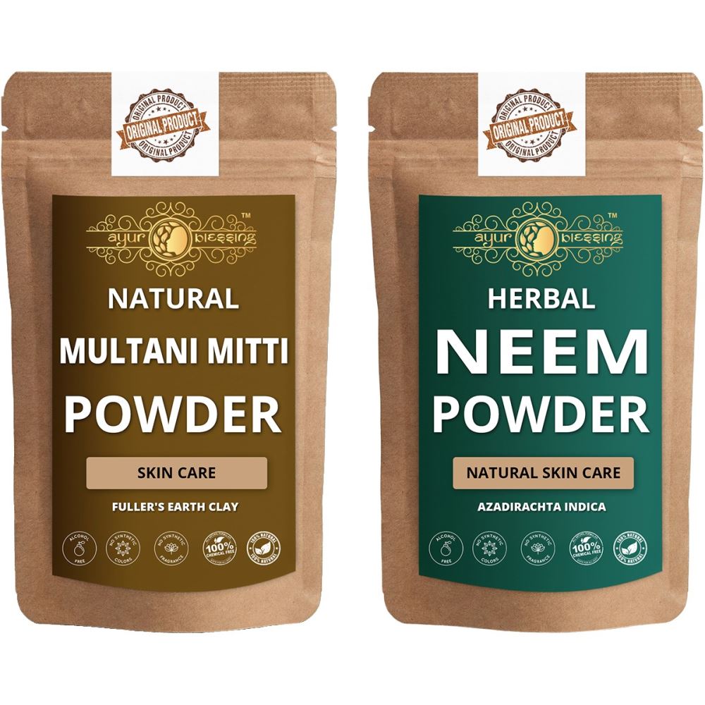 Ayur Blessing Multani Mitti And Neem Leaf Powder Combo Pack (1Pack)
