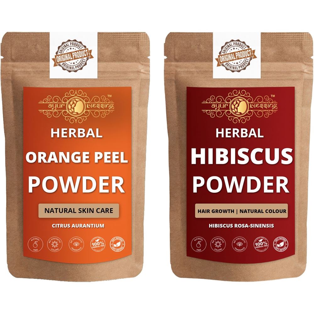 Ayur Blessing Orange Peel And Hibiscus Powder Combo Pack (1Pack)