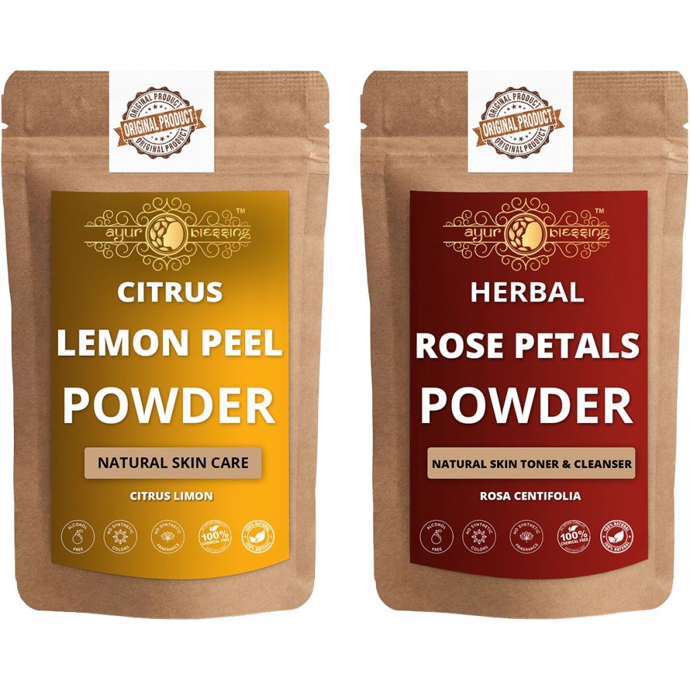 Ayur Blessing Lemon Peel And Rose Petals Powder Combo Pack (1Pack)