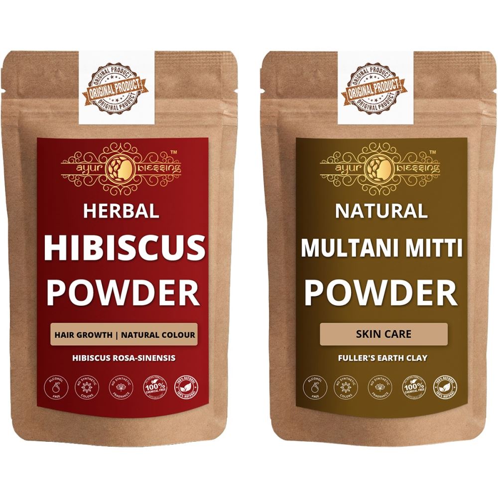 Ayur Blessing Hibiscus And Multani Mitti Powder Combo Pack (1Pack)
