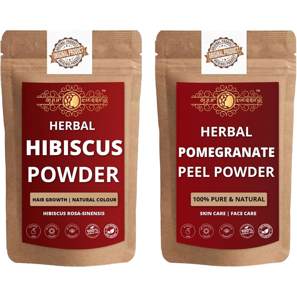 Ayur Blessing Hibiscus And Pomegranate Peel Powder Combo Pack (1Pack)