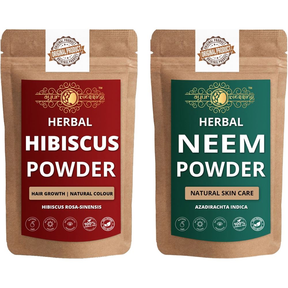 Ayur Blessing Hibiscus And Neem Leaf Powder Combo Pack (1Pack)