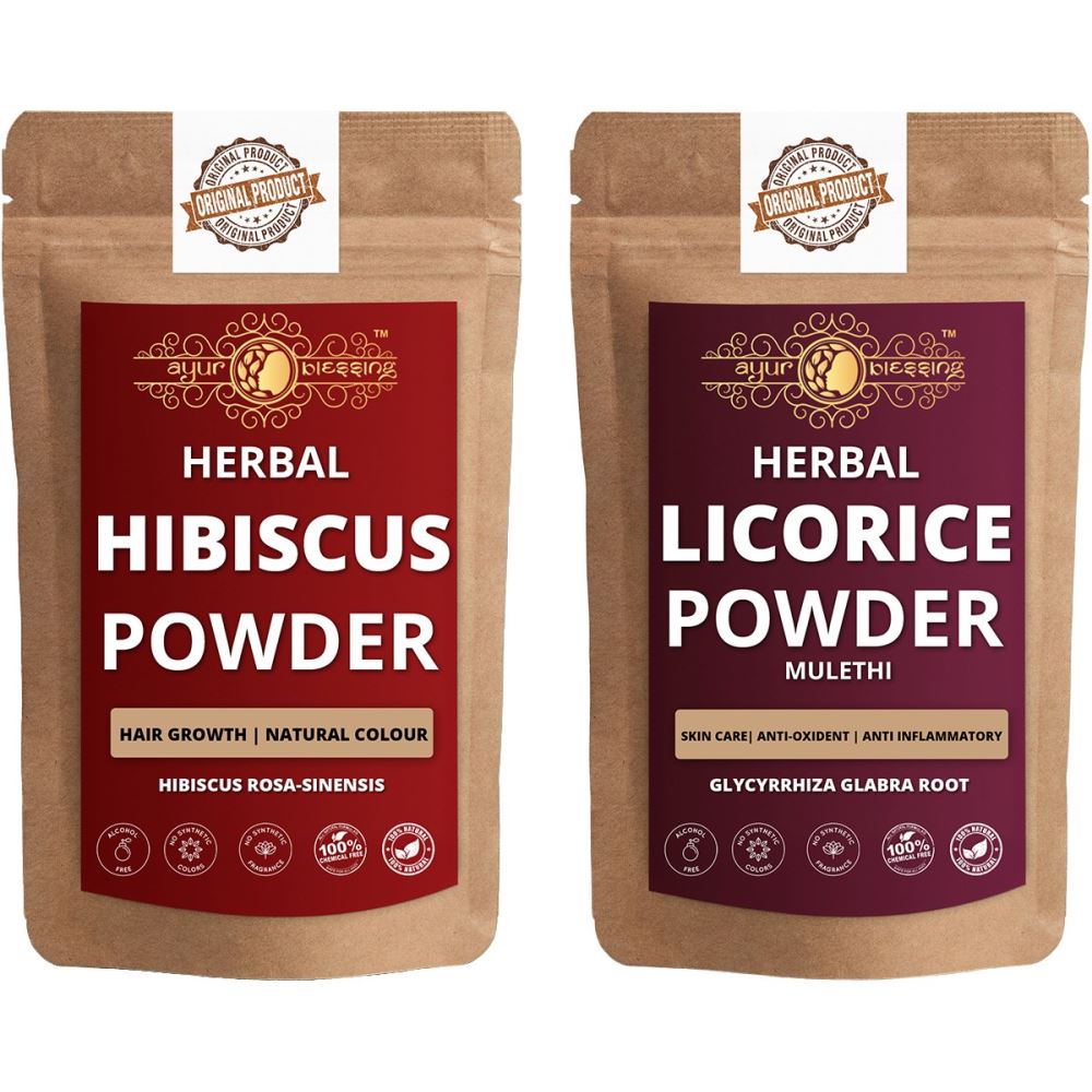 Ayur Blessing Hibiscus And Licorice Powder Combo Pack (1Pack)