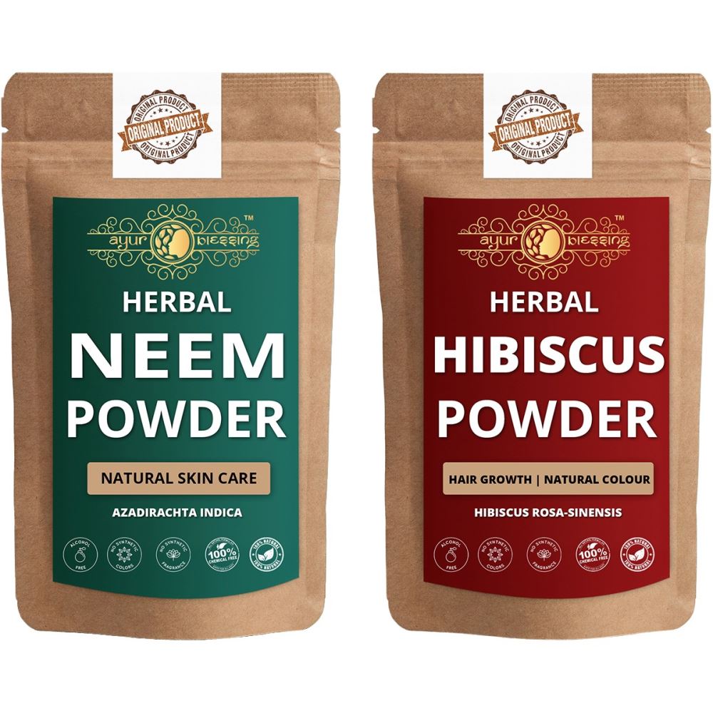 Ayur Blessing Neem Leaf And Hibiscus Powder Combo Pack (1Pack)