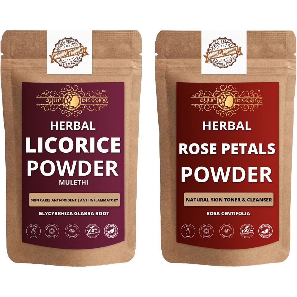 Ayur Blessing Licorice And Rose Petals Powder Combo Pack (1Pack)