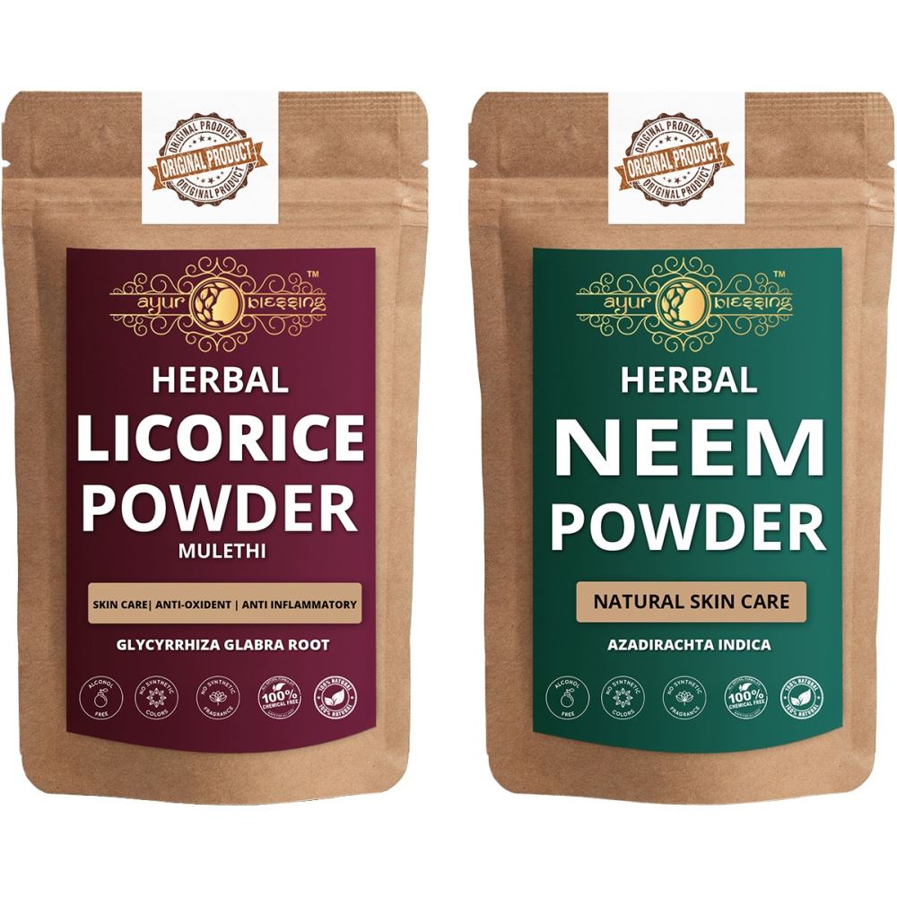 Ayur Blessing Licorice And Neem Leaf Powder Combo Pack (1Pack)