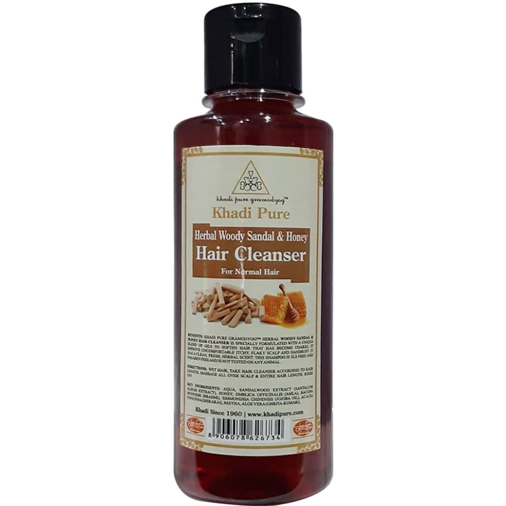 Khadi Pure Herbal Woody Sandal & Honey Hair Cleanser (210ml)