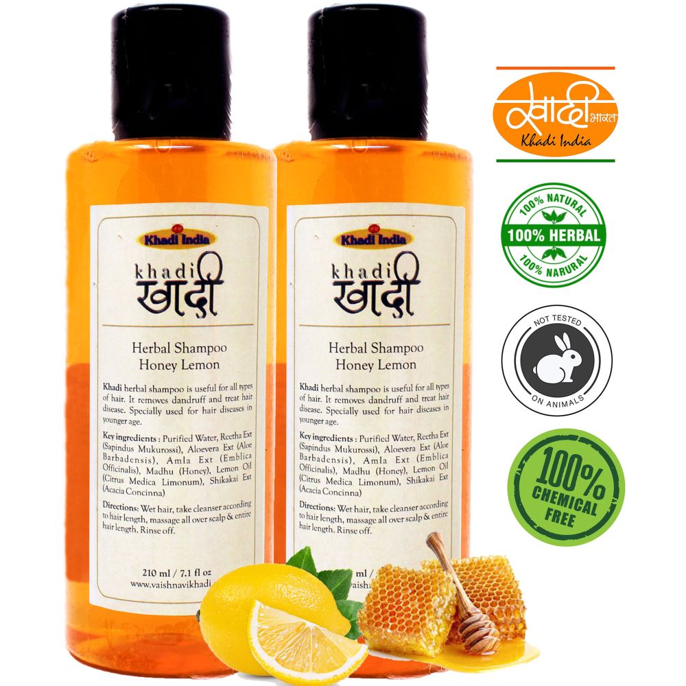 Khadi Shampoo with Honey and Lemon (210ml, Pack of 2)