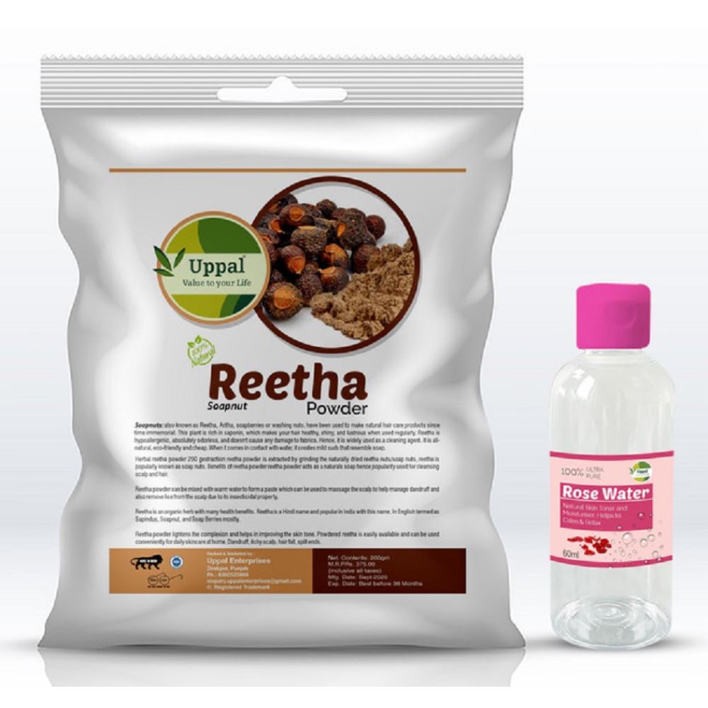 Uppal Natural Reetha Powder Hair Free Rose Water (200g)