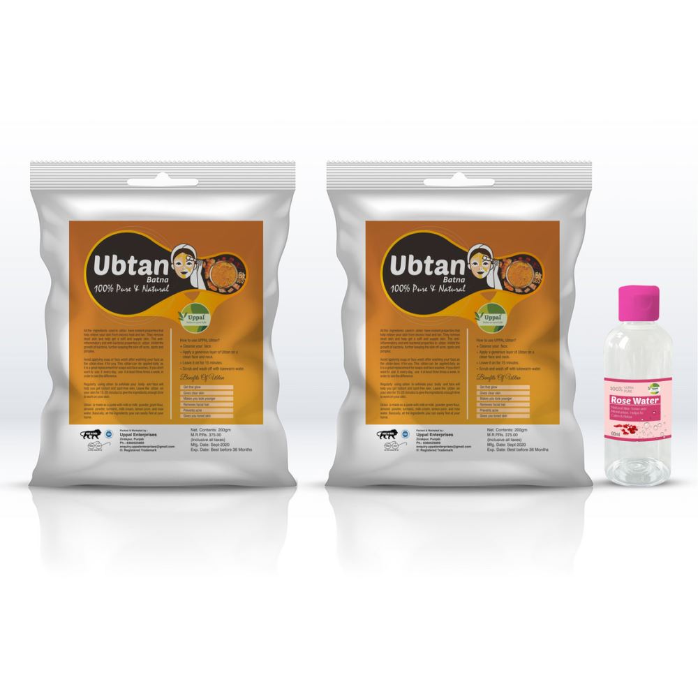 Uppal Natural & Pure Ubtan/Batna Powder-Bridal Face Pack With No Chemical Free Rose Water (200g, Pack of 2)