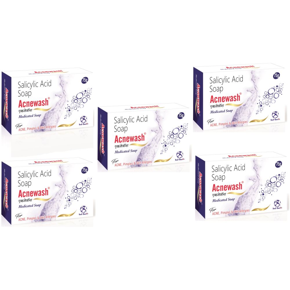 Ind Swift Acnewash Medicated Soap (75g, Pack of 5)