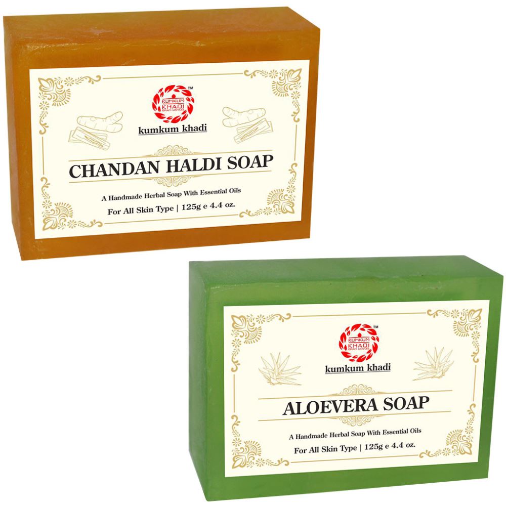 Kumkum Khadi Herbal Chandan Haldi And Aloevera Soap (1Pack)