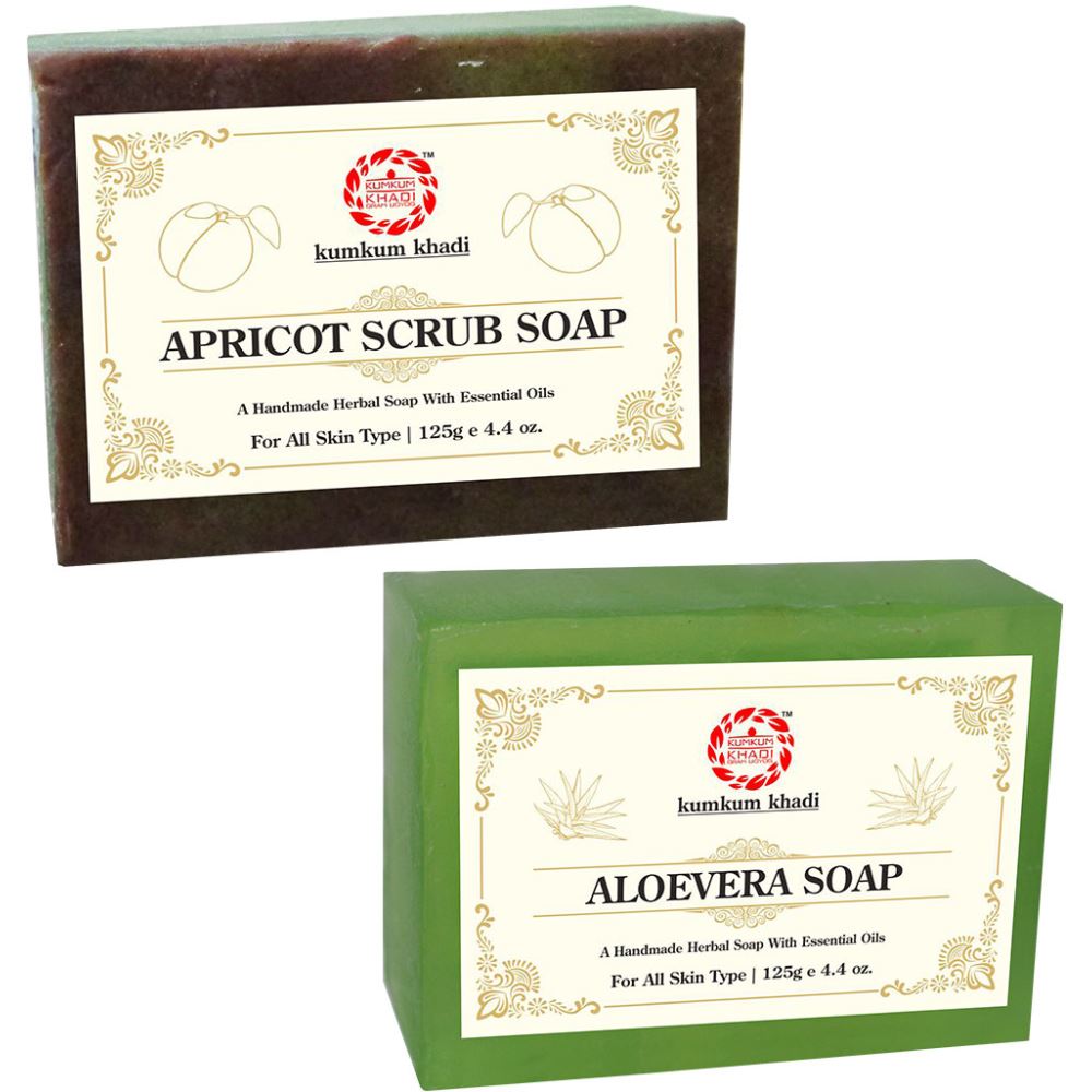 Kumkum Khadi Herbal Apricot Scrub And Aloevera Soap (1Pack)