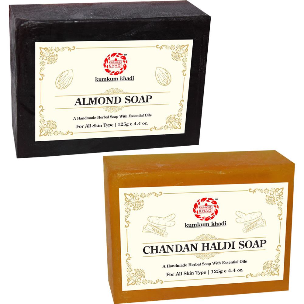 Kumkum Khadi Herbal Almond And Chandan Haldi Soap (1Pack)