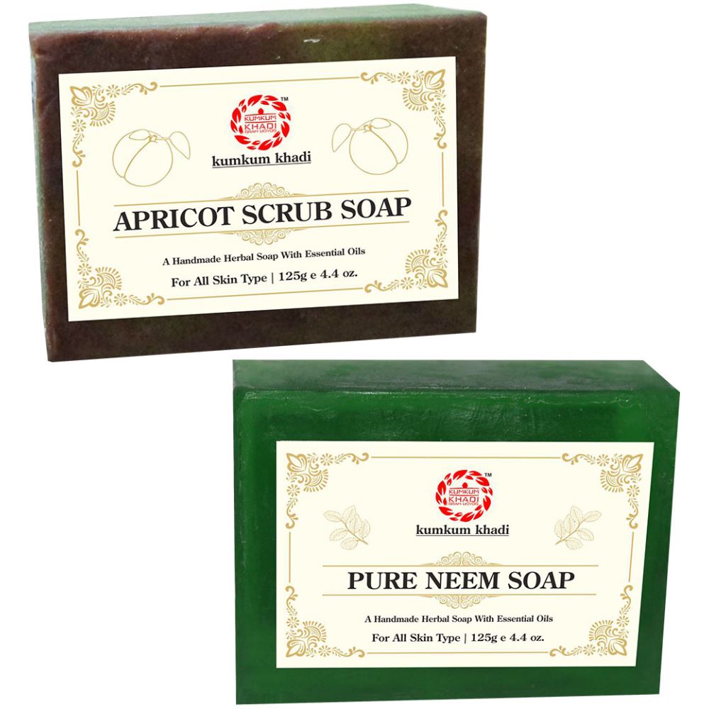 Kumkum Khadi Herbal Apricot Scrub And Pure Neem Soap (1Pack)