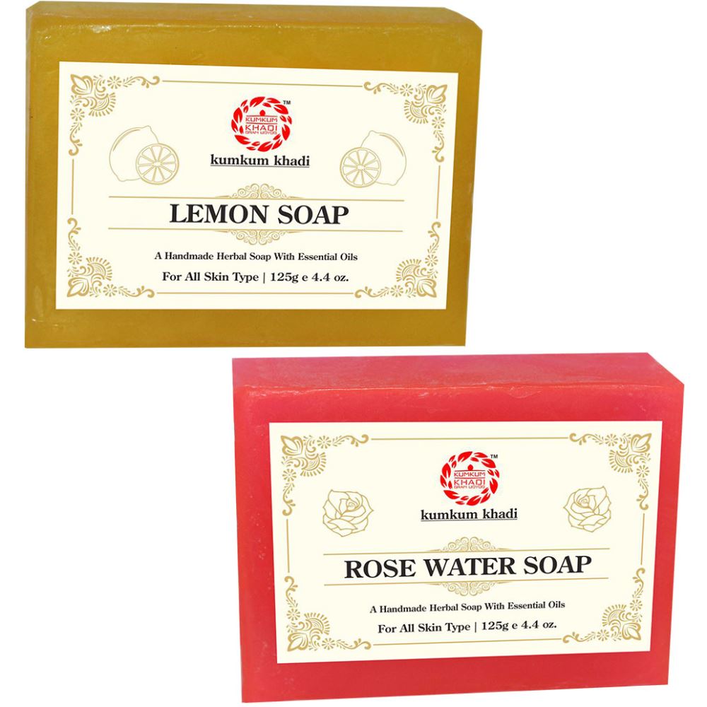 Kumkum Khadi Herbal Lemon And Rose Water Soap (1Pack)