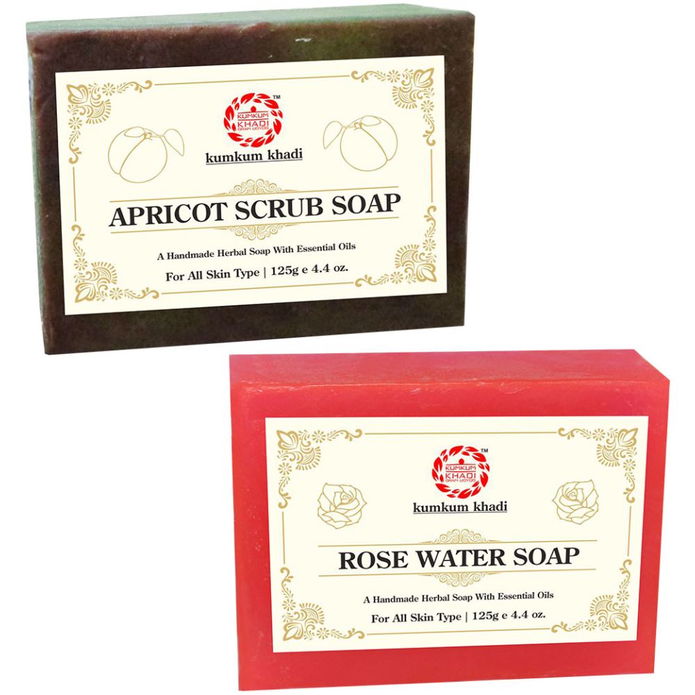 Kumkum Khadi Herbal Apricot Scrub And Rose Water Soap (1Pack)