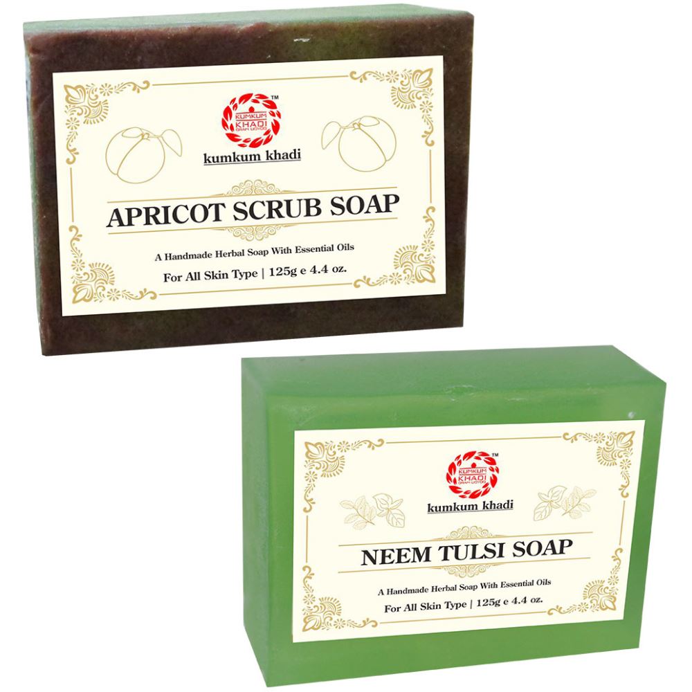 Kumkum Khadi Herbal Apricot Scrub And Neem Tulsi Soap (1Pack)
