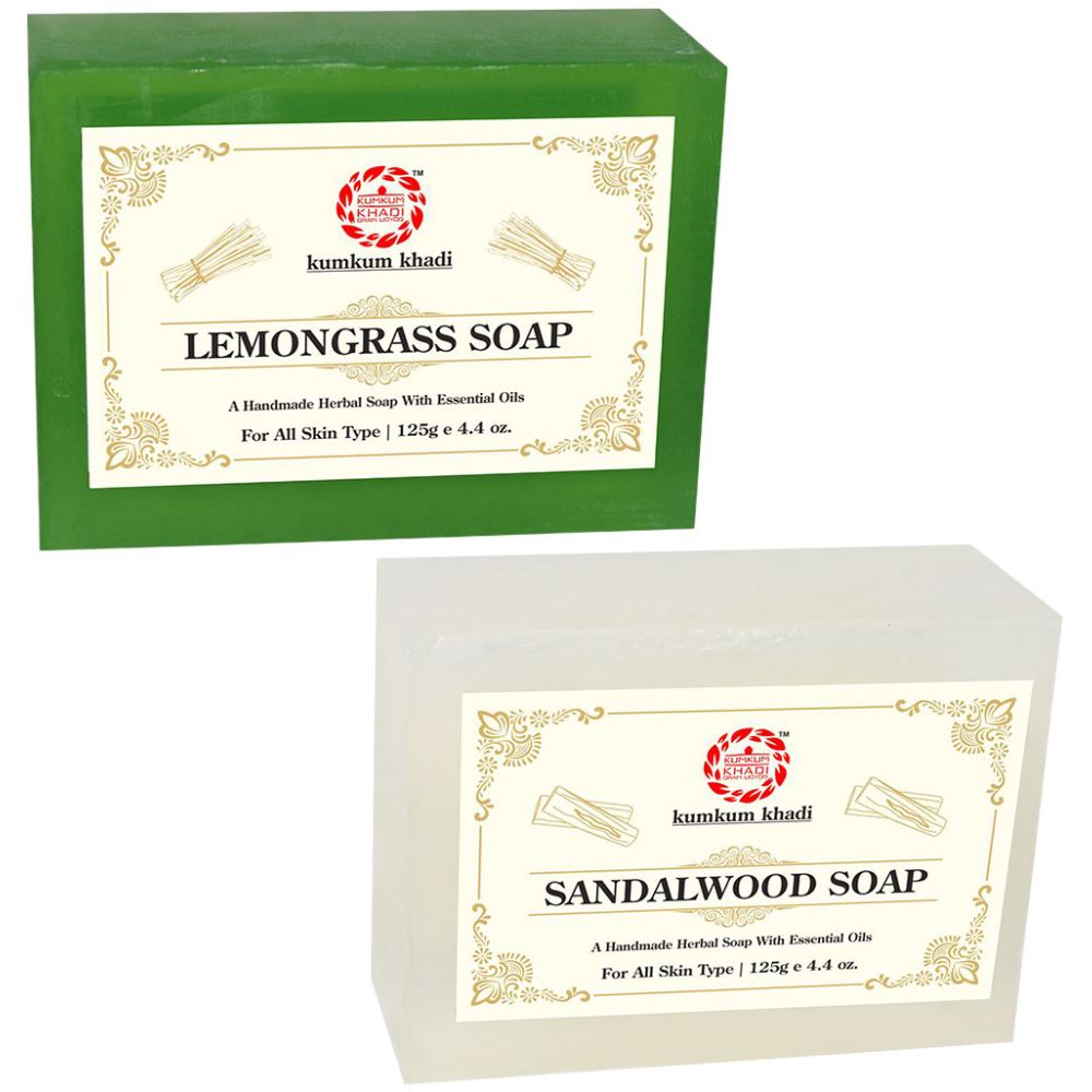 Kumkum Khadi Herbal Lemongrass And Sandalwood Soap (1Pack)