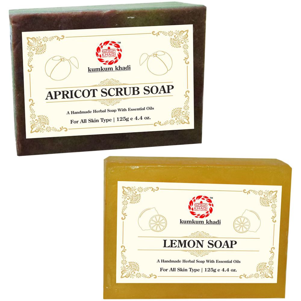 Kumkum Khadi Herbal Apricot Scrub And Lemon Soap (1Pack)