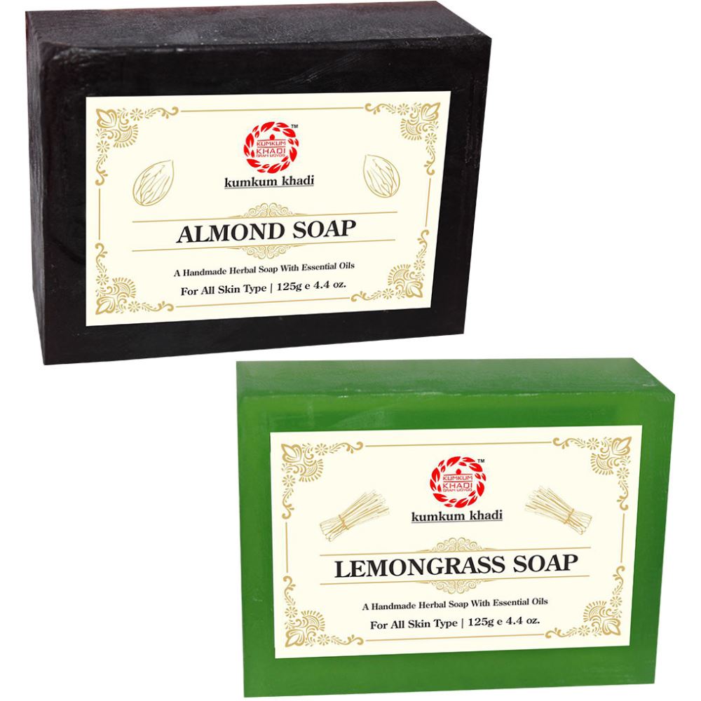 Kumkum Khadi Herbal Almond And Lemongrass Soap (1Pack)