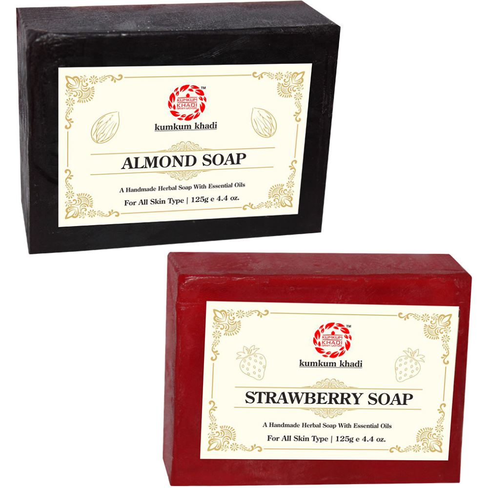 Kumkum Khadi Herbal Almond And Strawberry Soap (1Pack)