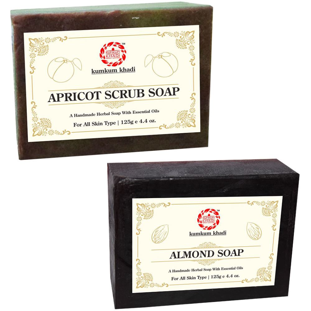 Kumkum Khadi Herbal Apricot Scrub And Almond Soap (1Pack)