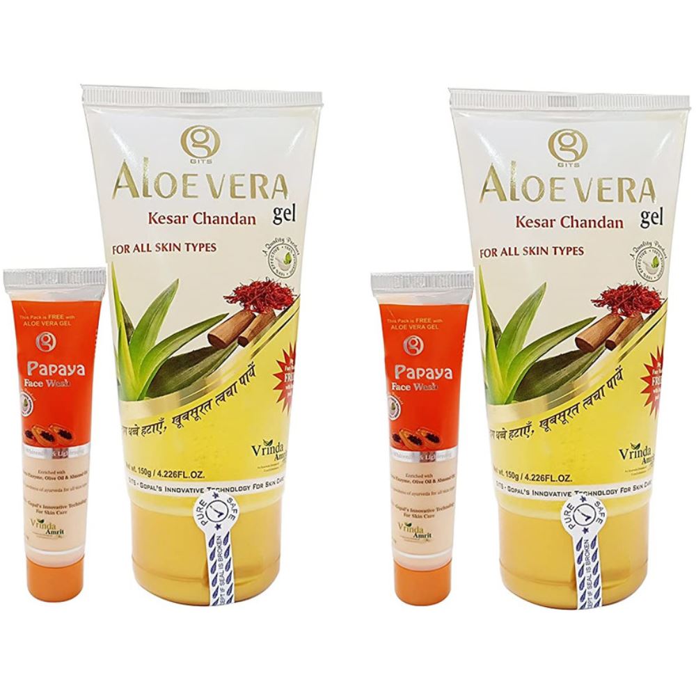 Vrinda Aloevera Gel With Kesar Chandan (150g, Pack of 2)