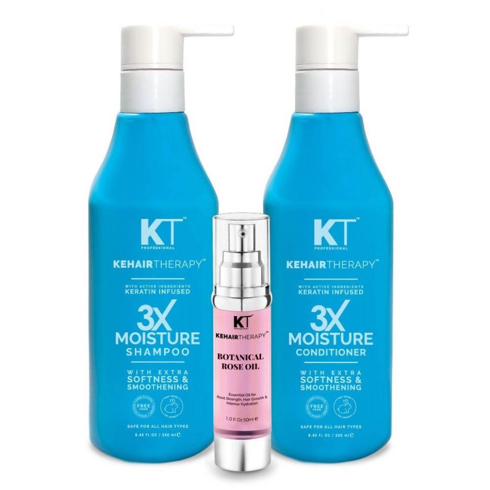 KT 3X Moisture Shampoo & Conditioner 250Ml For Extra Softness And Smoothing + Botanical Rose Oil Serum 50Ml (1Pack) KT 3X Moisture Shampoo & Conditioner 250Ml For Extra Softness And Smoothing + Botanical Rose Oil Serum 50Ml (1Pack)
