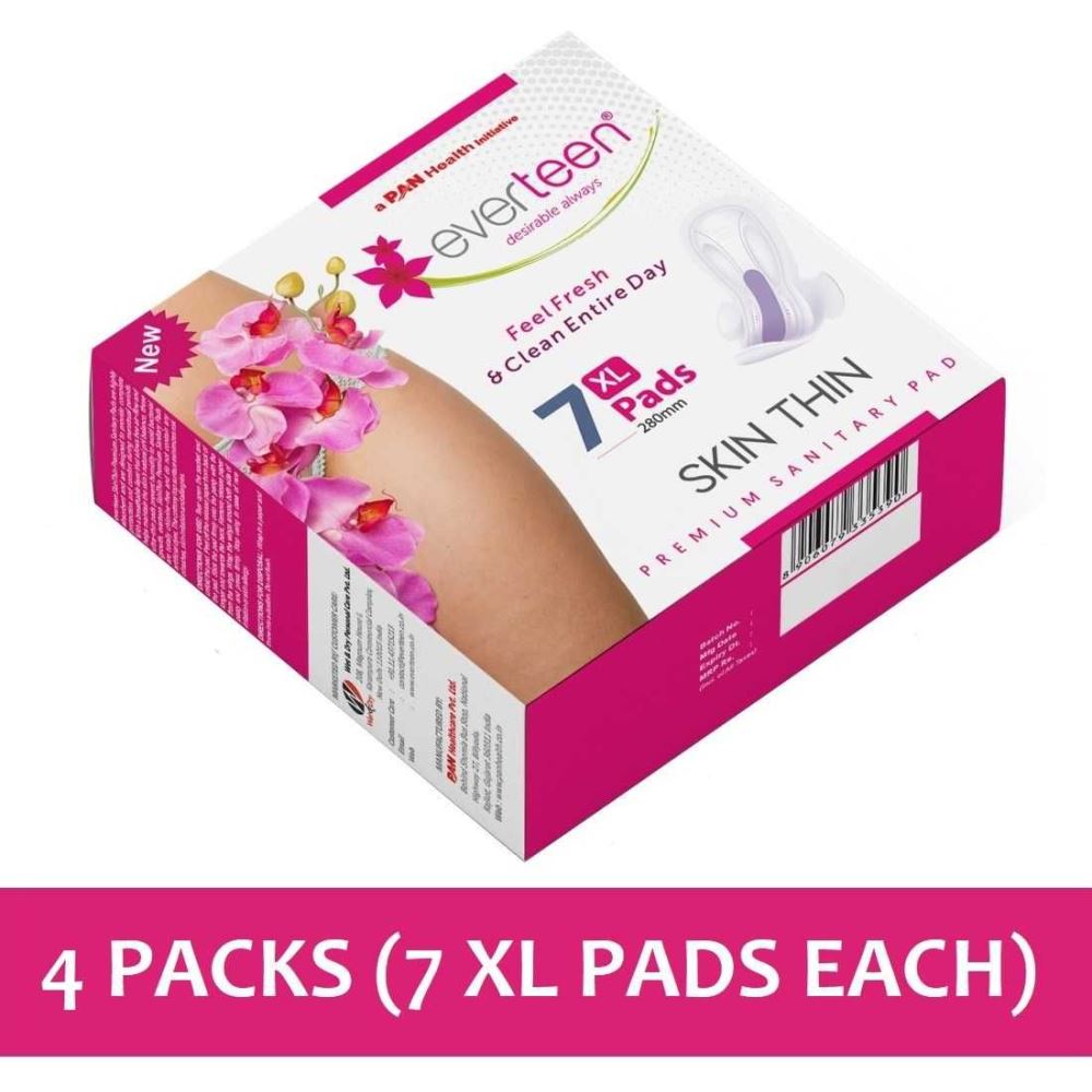 Everteen Skin Thin Premium Xl Sanitary Pads (280Mm) (7pcs, Pack of 4)