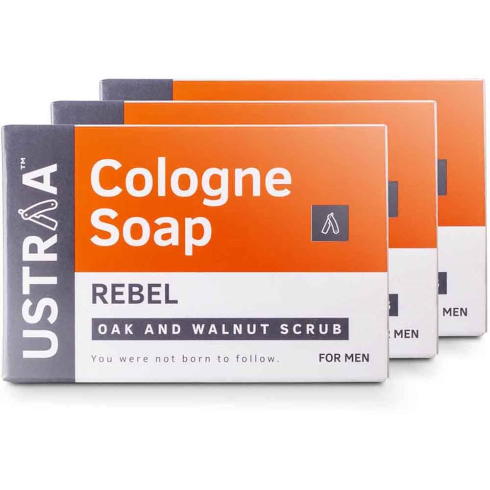 Ustraa Rebel Cologne Soap With Oak & Walnut (125g, Pack of 3)