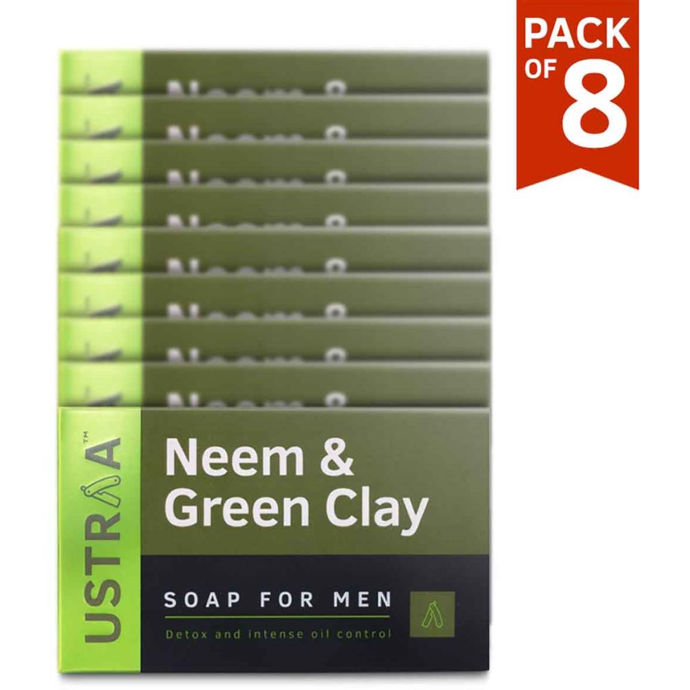 Ustraa Soapneem & Green Clay (100g, Pack of 8)