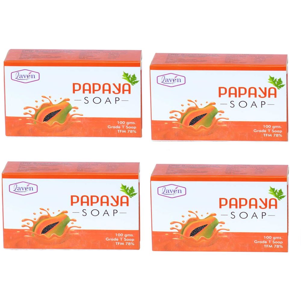 Laven Papaya Soap (100g, Pack of 4)