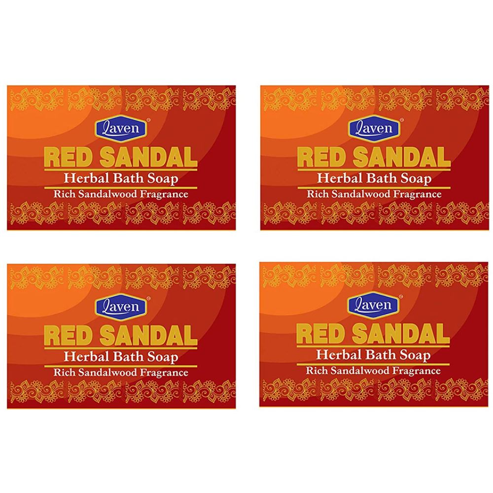 Laven Red Sandal Soap (100g, Pack of 4)