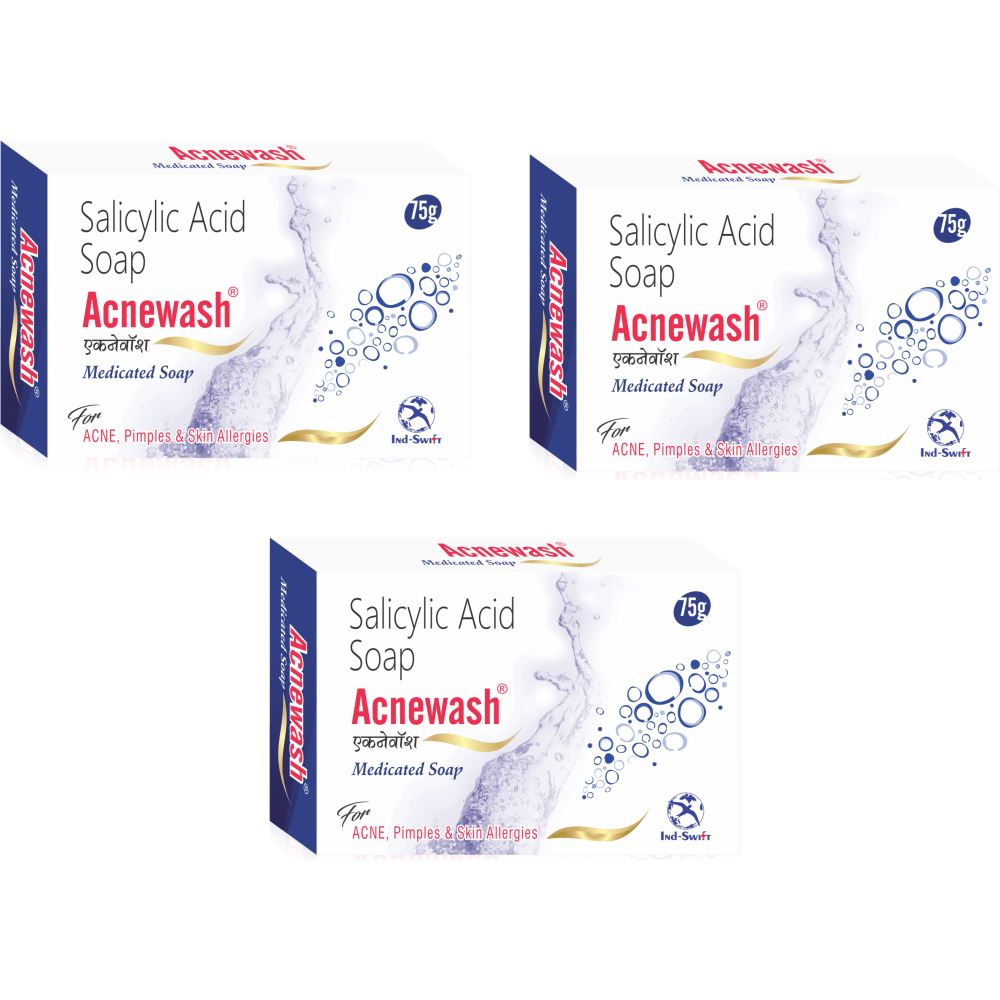 Ind Swift Acnewash Medicated Soap (75g, Pack of 3)