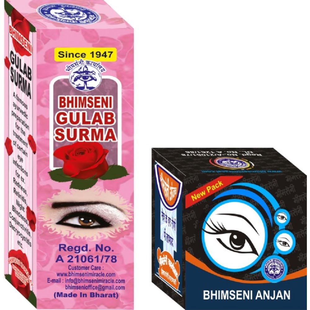 Bhimseni Gulab Surma and Anjan kajal Combo (1Pack)